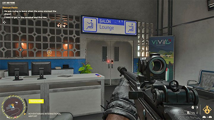 Karty dostępu musicie użyć na zamkniętych drzwiach loży (Lounge) wewnątrz terminalu - pokazuje je dołączony obrazek - Far Cry 6: Zguba i znalazca (Lost and Found) - solucja, opis przejścia - Far Cry 6 - poradnik do gry