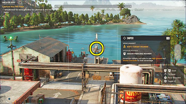 Przed wyruszeniem do bazy FND obowiązkowo wykonajcie jej zwiad z wykorzystaniem smartfona - Far Cry 6: Trofeum Ninjerilla - jak zdobyć? - Far Cry 6 - poradnik do gry