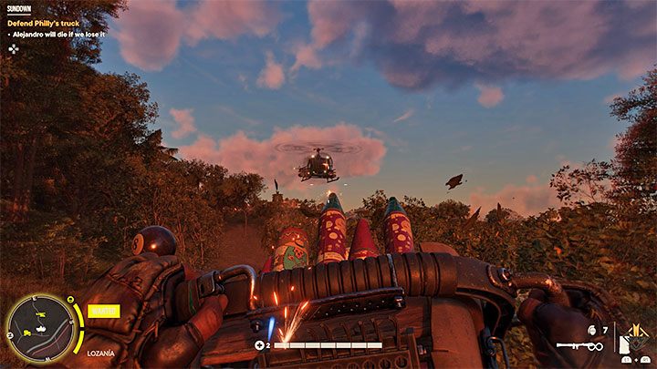 W dalszej części pościgu trzeba obronić się przed 2 helikopterami - Far Cry 6: Zachód słońca (Sundown) - solucja, opis przejścia - Far Cry 6 - poradnik do gry