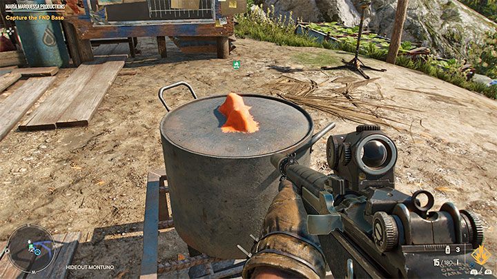 Po tym jak odblokujecie kryjówki w świecie gry możecie odnajdywać w nich wielkie gary (przykład na obrazku) - Far Cry 6: Trofeum Kunszt kulinarny - jak zdobyć? - Far Cry 6 - poradnik do gry