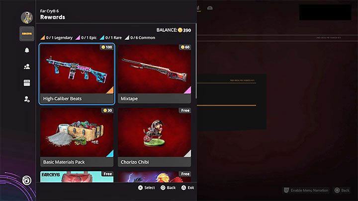Z poziomu zakładki Rewards możecie wybierać interesujące Was nagrody - Ubisoft Connect i Ubisoft Rewards - Far Cry 6 - poradnik do gry