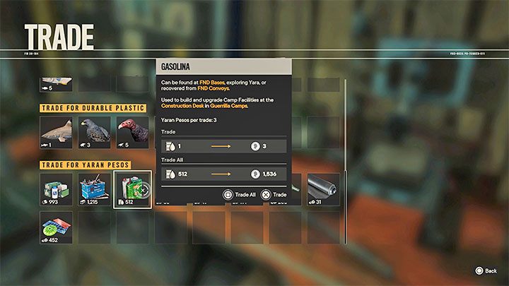 Kolejna technika pozwala na pozyskiwanie dużych ilości Yarańskich pesos, ale odbywa się to kosztem utraty niektórych materiałów do craftingu - Far Cry 6: Pieniądze - jak zarabiać? - Far Cry 6 - poradnik do gry