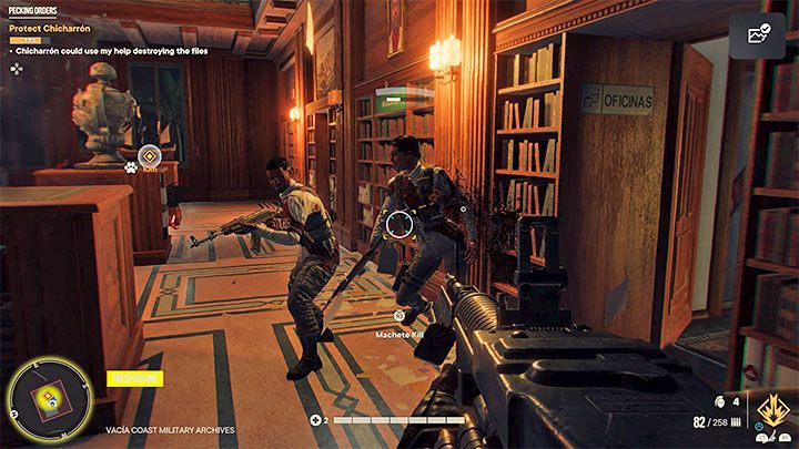 Każdy przeciwnik w grze ma swój własny pasek zdrowia i może się zdarzyć tak, że będzie on swego rodzaju gąbką na pociski i że dopiero po dłuższym ostrzale zostanie ostatecznie pokonany - Far Cry 6: Walka i skradanie się - Far Cry 6 - poradnik do gry