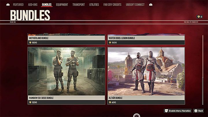 3) Bundles - Zakładka ta zawiera zestawy tematyczne przedmiotów, które mogą składać się np - Far Cry 6: Mikrotransakcje - Far Cry 6 - poradnik do gry
