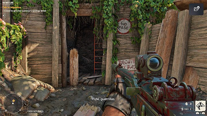 Kierujcie się w stronę chatki otoczonej przez pole minowe, ale po drodze starajcie się neutralizować jak najwięcej pułapek, gdyż ułatwi to Wam drugą część misji - Far Cry 6: Pierwsza miłość (The First Love) - solucja, opis przejścia - Far Cry 6 - poradnik do gry