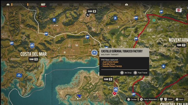 Lokalizacja: Wschodnia części Costa Del Mar - Far Cry 6: Madrugada - Bazy FND, lista celów wojskowych - Far Cry 6 - poradnik do gry