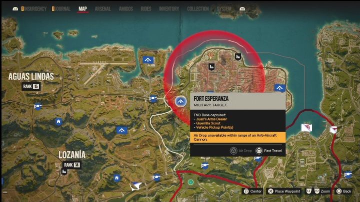 Lokalizacja: Zachodnia część Esperanzy, poza oficjalną częścią miasta - Far Cry 6: Esperanza - Bazy FND, lista celów wojskowych - Far Cry 6 - poradnik do gry