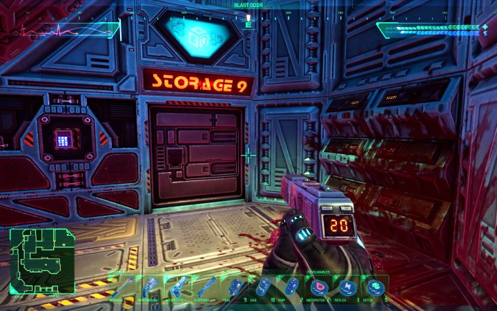 Z klawiatury przy wejściu do Storage 9 możecie skorzystać dopiero po tym jak bezpieczeństwo poziomu spadnie co najmniej do 20% - System Shock Remake: Lista kodów - System Shock Remake - poradnik do gry