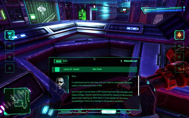Zamknięte drzwi są w jednym z pierwszych pomieszczeń pokładu medycznego - System Shock Remake: Lista kodów - System Shock Remake - poradnik do gry