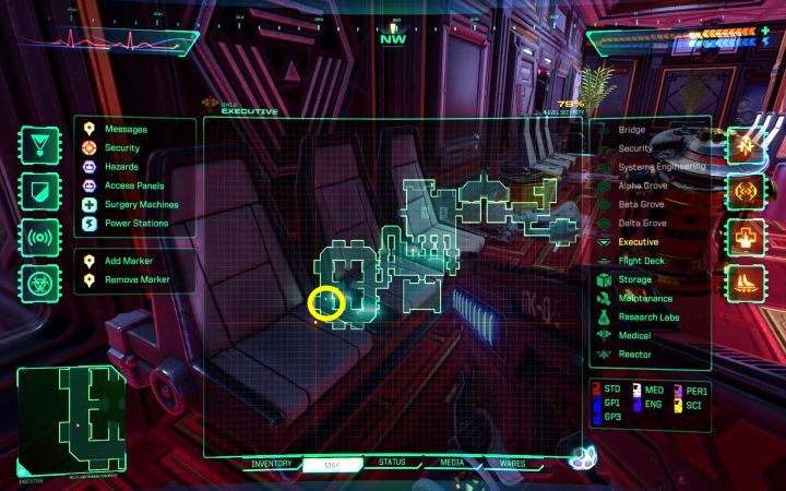 Działo kinetyczne leży razem z amunicją na fotelach w zachodniej części poziomu kierownictwa - System Shock Remake: Lista wszystkich broni i granatów - System Shock Remake - poradnik do gry