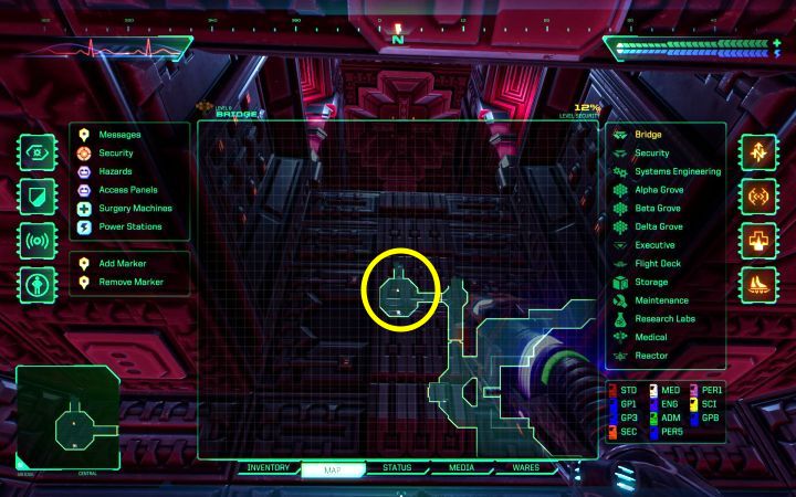 Dotrzyjcie do zachodniego pomieszczenia mostka, w którym jest m - System Shock Remake: Wszystkie czaszki Skully - System Shock Remake - poradnik do gry