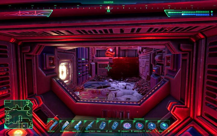 Po otwarciu włazu kucnijcie i dotrzyjcie do sekretnej lokacji ze Skullym - System Shock Remake: Wszystkie czaszki Skully - System Shock Remake - poradnik do gry