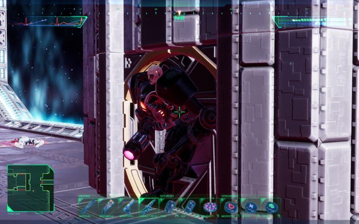 Uważajcie, bo przy próbie skorzystania z korytarza prowadzącego do kapsuł pojawi się boss Cyborg Degio - System Shock Remake: Użycie kapsuły ratunkowej na Pokładzie startowym - opis zagadki - System Shock Remake - poradnik do gry