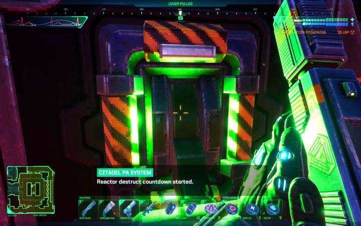 Po poprawnym wpisaniu kombinacji pociągnijcie za dźwignię - System Shock Remake: Uruchomienie procedury autodestrukcji reaktora - opis zagadki - System Shock Remake - poradnik do gry