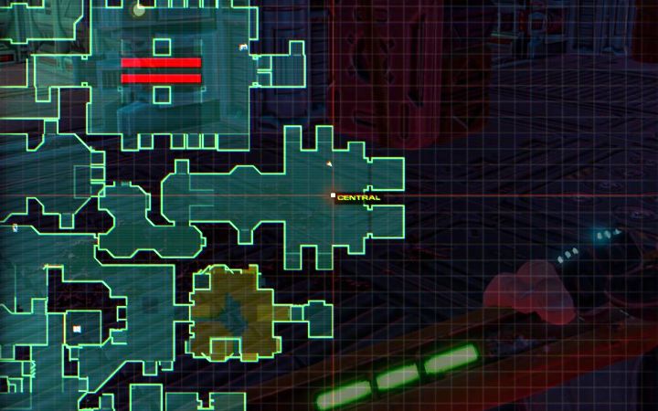 Pomieszczenie z węzłami komputerowymi jest w północno-wschodniej części piętra - System Shock Remake: Uruchomienie procedury autodestrukcji reaktora - opis zagadki - System Shock Remake - poradnik do gry