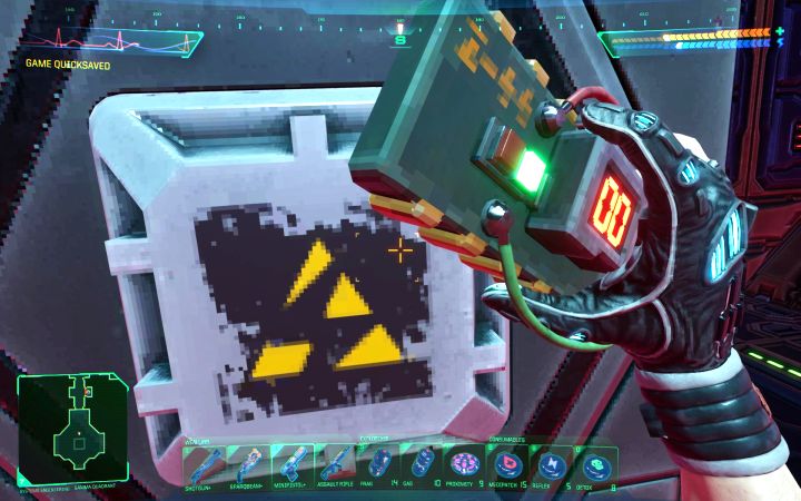 Możecie już odwiedzać boczne obszary w Inżynierii systemów, ale uważajcie, bo w dotarciu do anten mogą Wam przeszkadzać silniejsze roboty oraz pułapki (detonujcie je strzałami z bezpiecznej odległości) - System Shock Remake: Zniszczenie 4 anten w Inżynierii systemów - opis zagadki - System Shock Remake - poradnik do gry