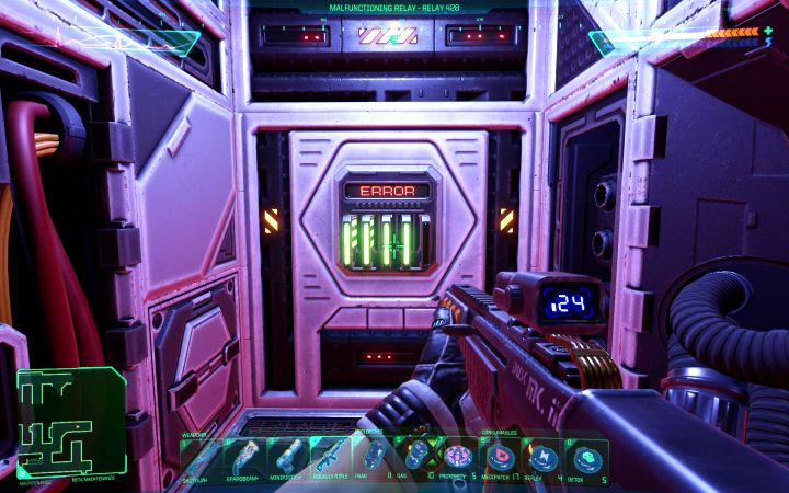 Zajmujcie się badaniem nowych obszarów Maintenance aż znajdziecie uszkodzony przekaźnik (komunikat Error) - System Shock Remake: Naprawienie przekaźnika podsystemu 428 - opis zagadki - System Shock Remake - poradnik do gry