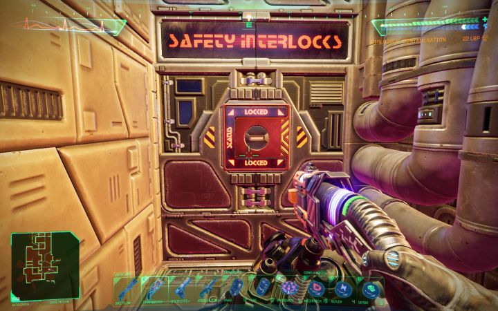 Liniowa ścieżka doprowadzi bohatera do włącznika wystrzelenia gaju Beta - System Shock Remake: Wystrzelenie gaju Beta na Poziomie kierownictwa - opis zagadki - System Shock Remake - poradnik do gry