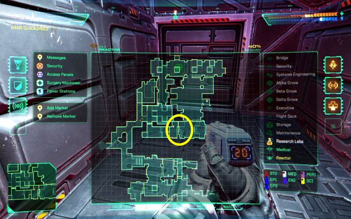 Musicie przenieść się na pokład Reaktor i docelowo dotrzeć do jego środkowej części - System Shock Remake: Wyłączenie lasera górniczego - opis zagadki - System Shock Remake - poradnik do gry