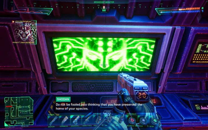 Poprawne wykonanie kroków spowoduje, że laser zamiast wystrzelenia strumienia w Ziemię przejdzie w tryb offline - System Shock Remake: Wyłączenie lasera górniczego - opis zagadki - System Shock Remake - poradnik do gry