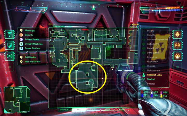 Z kartą dotrzyjcie do południowych drzwi, które prowadzą do napromieniowanego obszaru - System Shock Remake: Izotop X-22 - opis zagadki - System Shock Remake - poradnik do gry