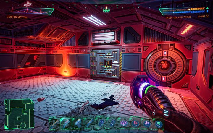 Po wejściu do napromieniowanej lokacji skręćcie w prawo i dotrzyjcie do drzwi z obrazka - System Shock Remake: Izotop X-22 - opis zagadki - System Shock Remake - poradnik do gry