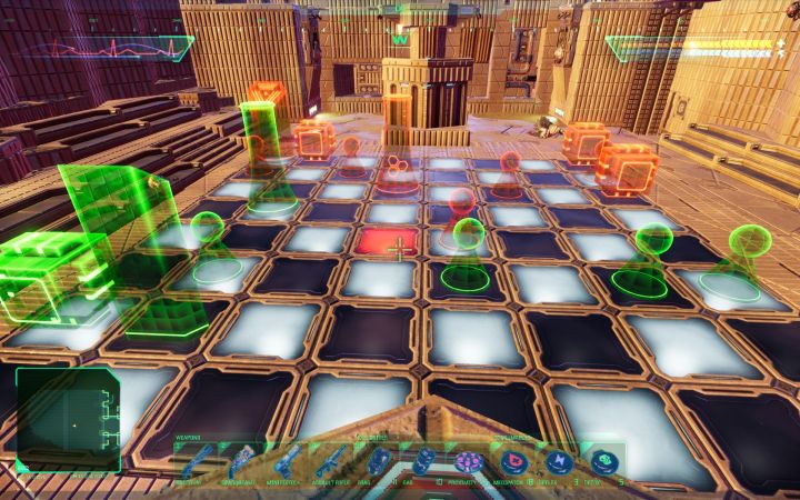 W momencie dotarcia do planszy znajdziecie rozgrywkę w toku i początkowe rozmieszczenie zielonych i pomarańczowych figurek jest losowe - System Shock Remake: Zagadka szachowa - osiągnięcie En Passant - System Shock Remake - poradnik do gry