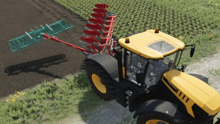 Niektóre pługi (marki Kverneland) posiadają dodatkową nakładkę - Packomat - która umożliwia wyrównanie zaoranego pola podczas pracy - Farming Simulator 22: Czym się różnią głębosze, brony, pługi? - Farming Simulator 22 - poradnik do gry