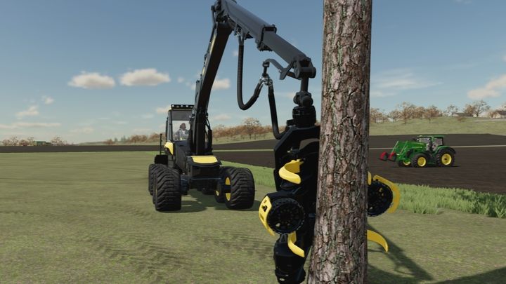 Właściwa pozycja harwestera gotowego do działania. - Farming Simulator 22: Ścinanie drzew i usuwanie pni - Farming Simulator 22 - poradnik do gry