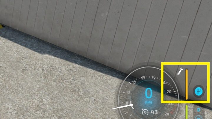 Stan pojazdu reprezentuje pomarańczowy wskaźnik w dolnym prawym rogu. - Farming Simulator 22: Trofea / Osiągnięcia - lista wszystkich - Farming Simulator 22 - poradnik do gry