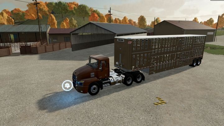 Z przygotowaną naczepą podjedźcie do punktu handlu zwierzętami, oznaczonego na mapie niebieska ikoną z głową krowy - Farming Simulator 22: Zwierzęta - jak kupować? - Farming Simulator 22 - poradnik do gry