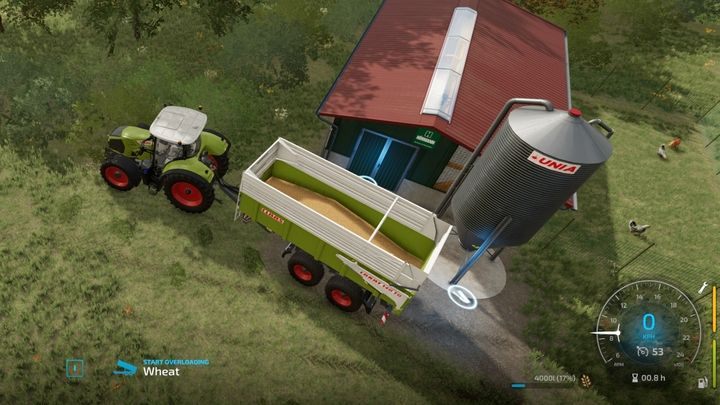 Zboża - także pszenicę ze sklepu - załadujcie na przyczepkę i wyładujcie we wskazanym miejscu na znaczniku - Farming Simulator 22: Kury - hodowla, porady - Farming Simulator 22 - poradnik do gry