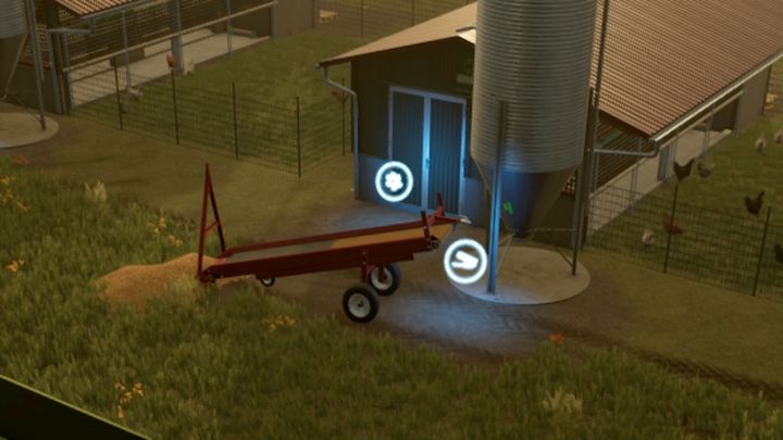 Używając systemu pasów możecie zautomatyzować karmienie: po prostu rozłóżcie pas przed budynkiem i uruchomcie, a przed pasem wysypcie pokarm - Farming Simulator 22: Kury - hodowla, porady - Farming Simulator 22 - poradnik do gry