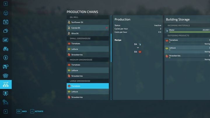 Wspomniane zużycie wody przelicza się na ilość produktu, jak w fabrykach, zależnie od typu rośliny - jednej z trzech, które możecie posadzić w szklarniach - Farming Simulator 22: Szklarnie - porady - Farming Simulator 22 - poradnik do gry