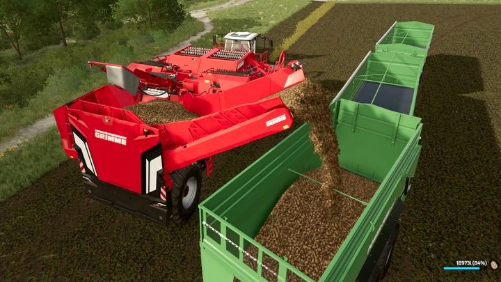 Wyładunek kombajnu odbywa się w podobny sposób jak w kombajnie zbożowym. - Farming Simulator 22: Ziemniaki i buraki - Farming Simulator 22 - poradnik do gry