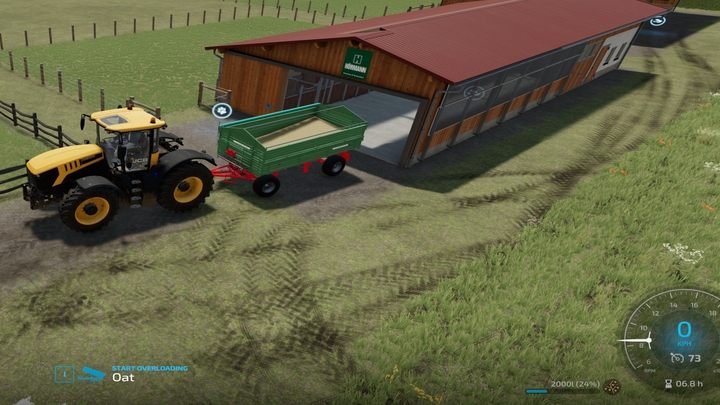 Do średniej stodoły pokarm należy wsypywać przez dużą bramę, która jest otwieralna - Farming Simulator 22: Konie - hodowla, porady - Farming Simulator 22 - poradnik do gry