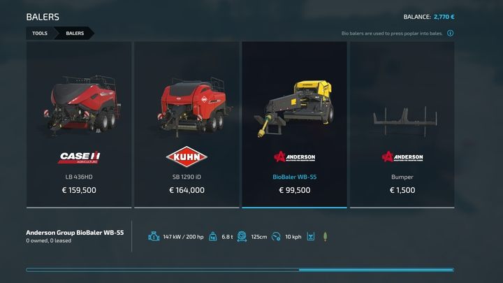 Ciekawostka: nowością w FS22 jest prasa BioBaler do wykorzystania przy zbiorze topoli - Farming Simulator 22: Belowanie - porady - Farming Simulator 22 - poradnik do gry