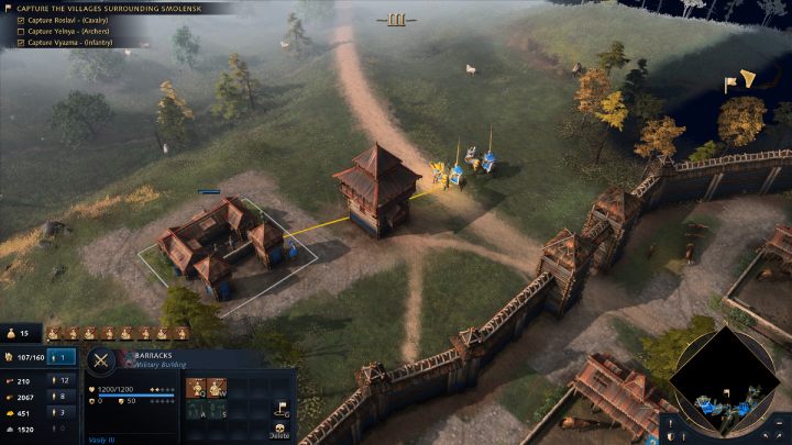 W Roslavl postawcie Koszary (Barrack) i stwórzcie nowy oddział piechoty i kawalerii - Age of Empires 4: Moscow versus Lithuania (The Rise of Moscow) - solucje - Age of Empires 4 - poradnik do gry