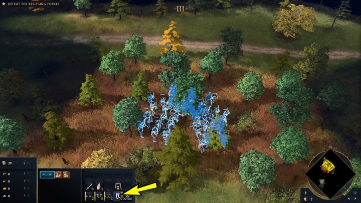 Zaznaczcie wszystkie swoje jednostki i ukryjcie je między drzewami - Age of Empires 4: First Battle of Lincoln (The Normans) - solucja - Age of Empires 4 - poradnik do gry