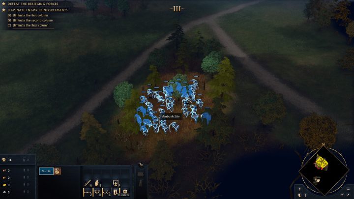 Następnie przejdźcie w wyznaczone miejsce na mapie i schowajcie się między drzewami - Age of Empires 4: First Battle of Lincoln (The Normans) - solucja - Age of Empires 4 - poradnik do gry