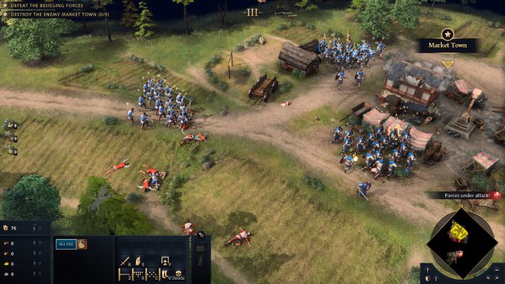 Gdy zjawią się posiłki zniszczcie pobliskie miasto wroga, bronione przez garstkę włóczników i łuczników - Age of Empires 4: First Battle of Lincoln (The Normans) - solucja - Age of Empires 4 - poradnik do gry