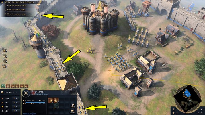 Natychmiast zacznijcie produkcję nowych jednostek wojskowych i ulepszeń - Age of Empires 4: First Battle of Lincoln (The Normans) - solucja - Age of Empires 4 - poradnik do gry