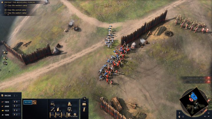 Każdy z 3 obozów składa się z grup włóczników i łuczników - Age of Empires 4: First Battle of Lincoln (The Normans) - solucja - Age of Empires 4 - poradnik do gry