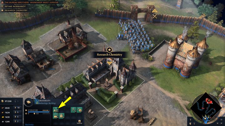 Rozdzielcie wojsko na 3 małe grupy i ustawcie oddziały przy 3 bramach - Age of Empires 4: Retake Normandy (The Hundred Years War) - solucja - Age of Empires 4 - poradnik do gry