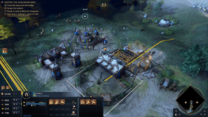 W lewym górnym rogu ekranu pojawią się nowe cele misji oraz włączy się czas odliczający minuty do ataku wrogiej armii - Age of Empires 4: The Battle of Mohi (The Mongol Empire) - solucja - Age of Empires 4 - poradnik do gry