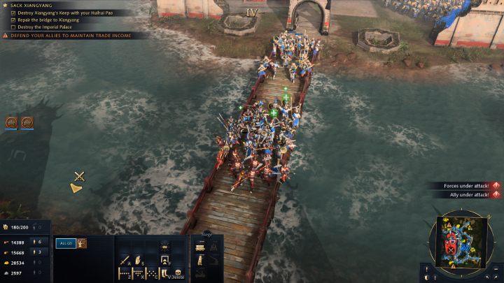 Gdy wejdziecie na most zaatakuje Was oddział złożony z ciężkozbrojnej piechoty i łuczników - Age of Empires 4: The Fall of Xiangyang (The Mongol Empire) - solucja - Age of Empires 4 - poradnik do gry