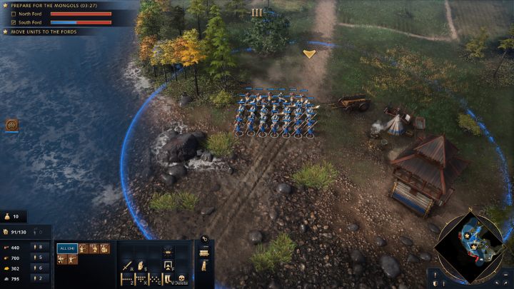 Gdy rozpocznie się misja będziecie mieć niecałe 7 minut na przygotowanie się do najazdu mongolskich oddziałów - Age of Empires 4: Great Stand on the Ugra River (The Rise of Moscow) - solucje - Age of Empires 4 - poradnik do gry