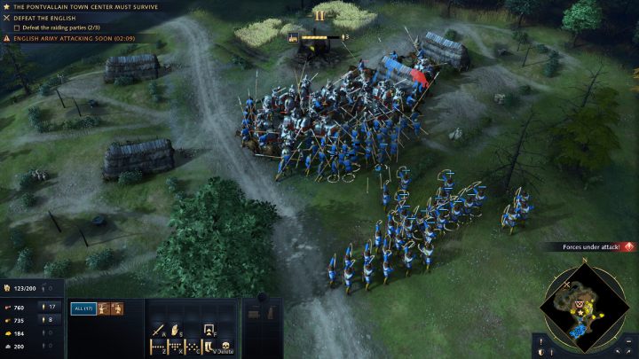 3 oddział wrogiej armii wyruszy, gdy licznik wskaże 5 minutę i 15 sekundę - Age of Empires 4: The Battle of Pontvallain (The Hundred Years War) - solucja - Age of Empires 4 - poradnik do gry