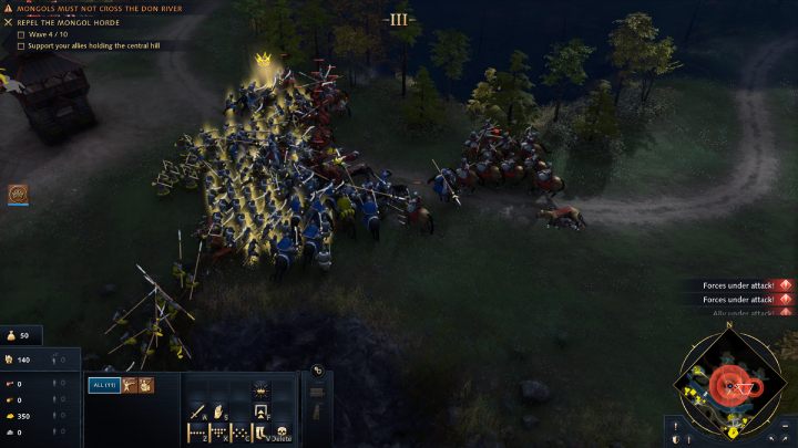 Gdy odepchniecie następną falę wrogów otrzymacie powiadomienie o formowaniu się oddziału kawalerii - Age of Empires 4: The Battle of Kulikovo (The Rise of Moscow) - solucje - Age of Empires 4 - poradnik do gry