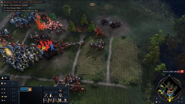 Gdy pojawi się następna fale wrogów, wyślijcie kilka jednostek do zniszczenia machin oblężniczych - Age of Empires 4: The Battle of Kulikovo (The Rise of Moscow) - solucje - Age of Empires 4 - poradnik do gry